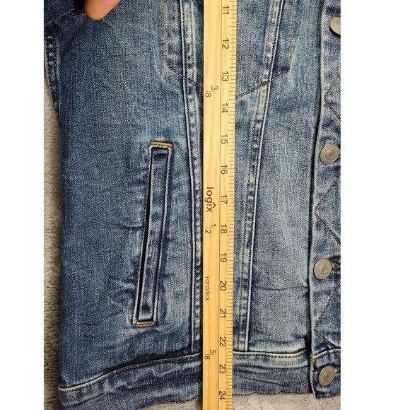 American Eagle Outfitters Mens Trucker Jacket Dark Blue Wash Denim Size Small - Picture 5 of 11